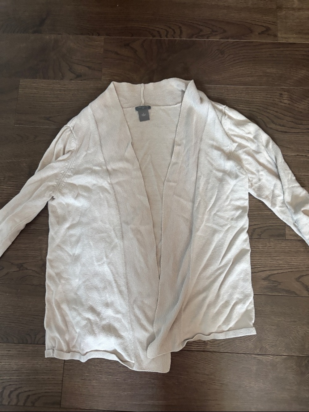 Ann Taylor Cream Open-Front Lightweight Cardigan